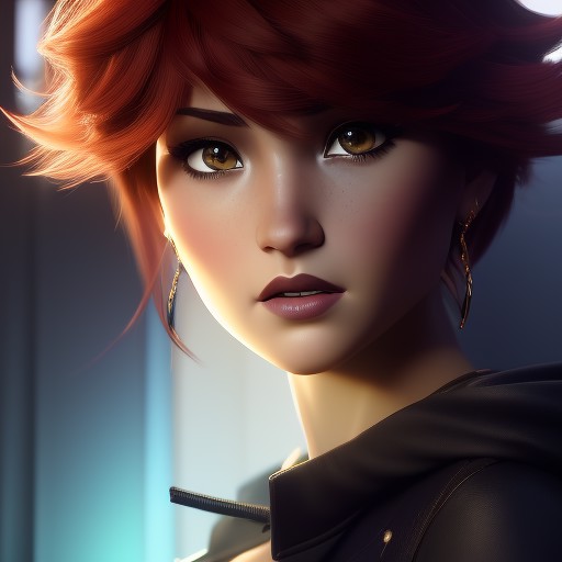 portrait, centered, sexy cute brunette woman, mix of arcane style and archer style and modern disney style, 3D, 3d art, 4k...